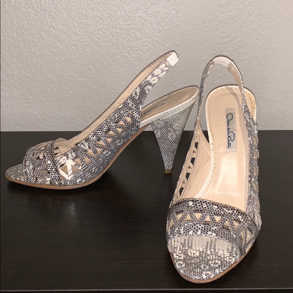 Oscar de la Renta - Snakeskin Sling-backs